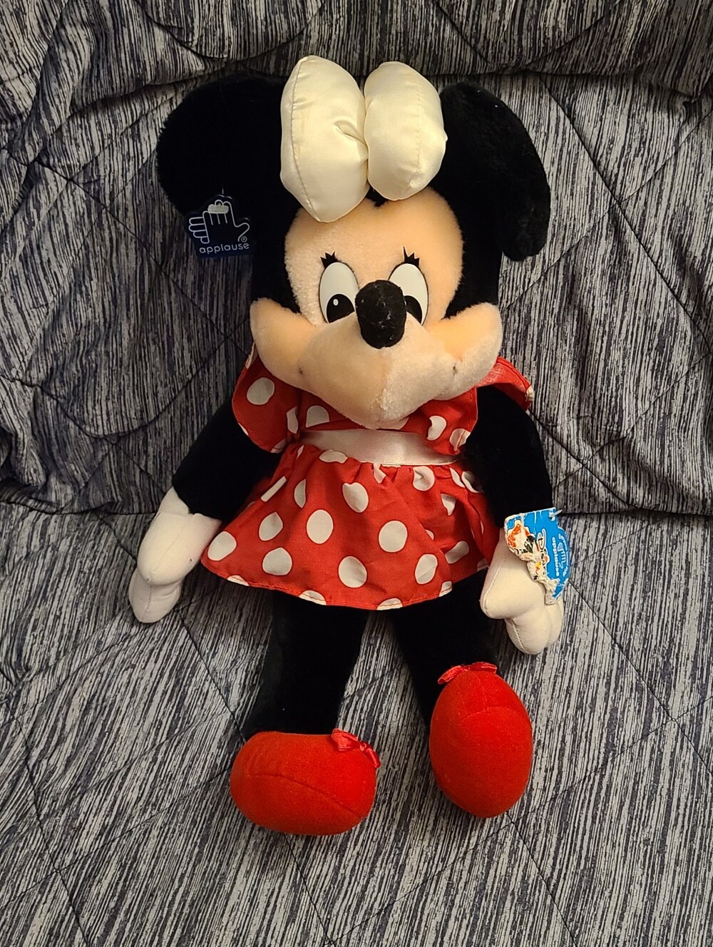Disney Minnie Mouse Plush in Red Polka Dot Dress with Cream Bow